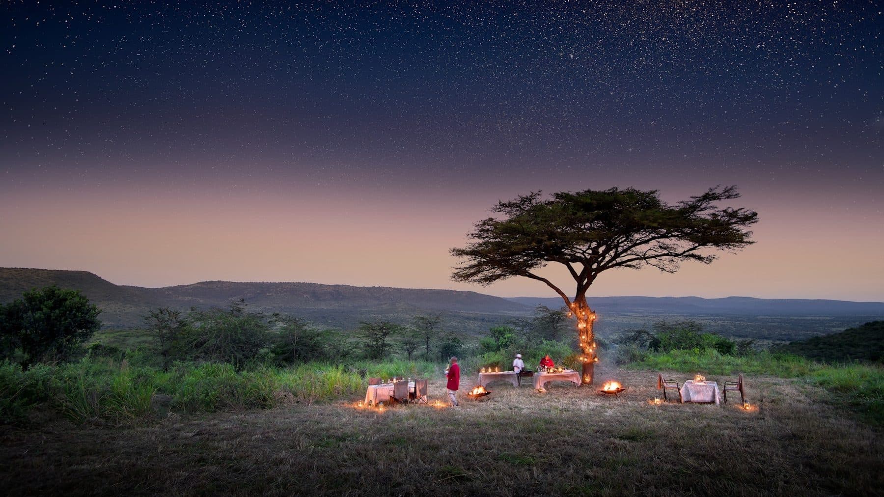 A bush dinner at Klein's Camp, Tanzania