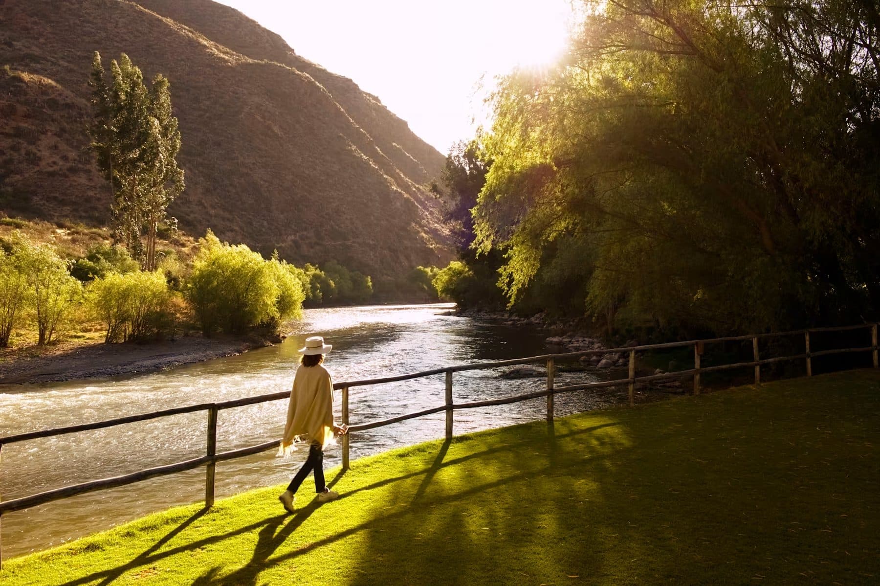 The terraced gardens running to the river