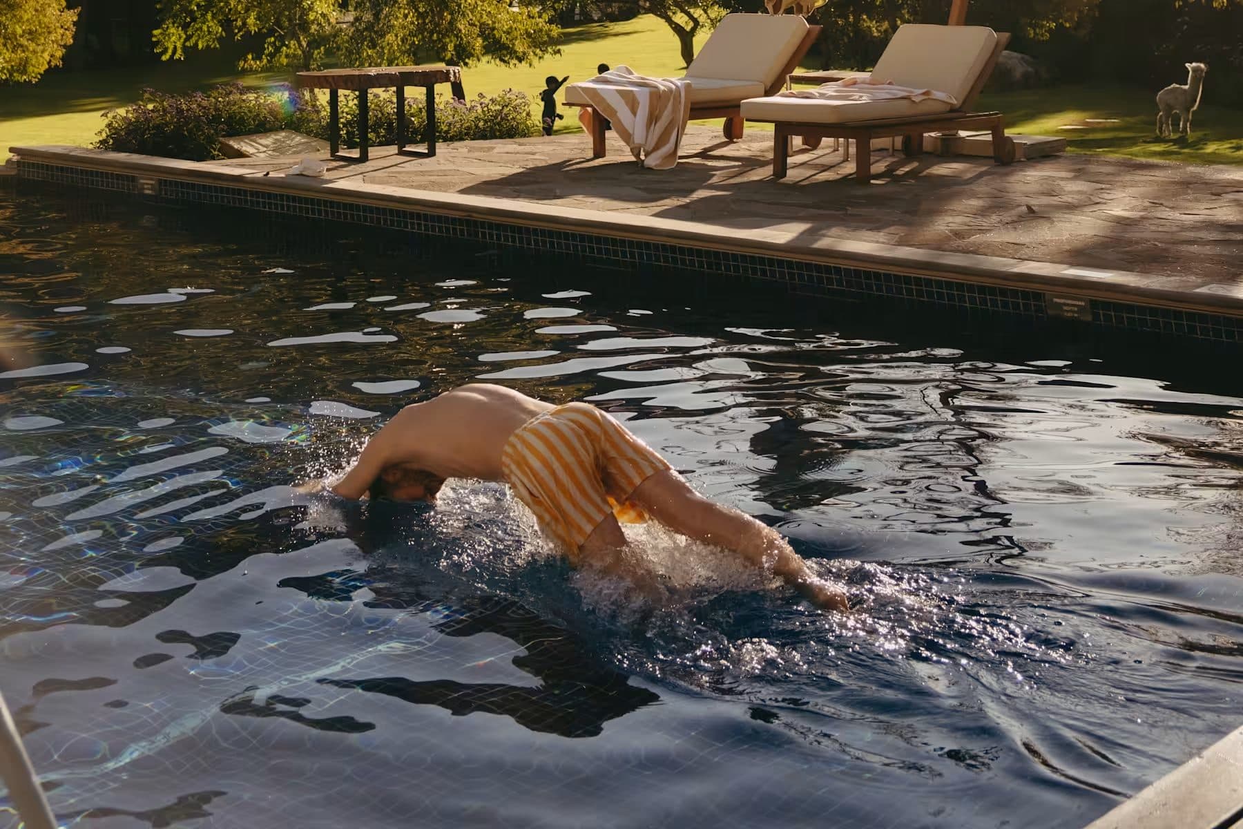 The solar-heated pool